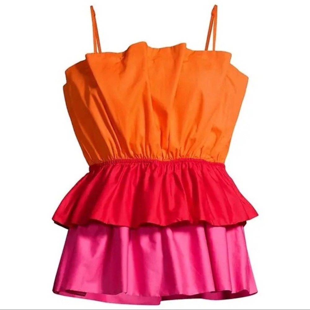 Vibrant Orange and Pink Layered Top, worn once .